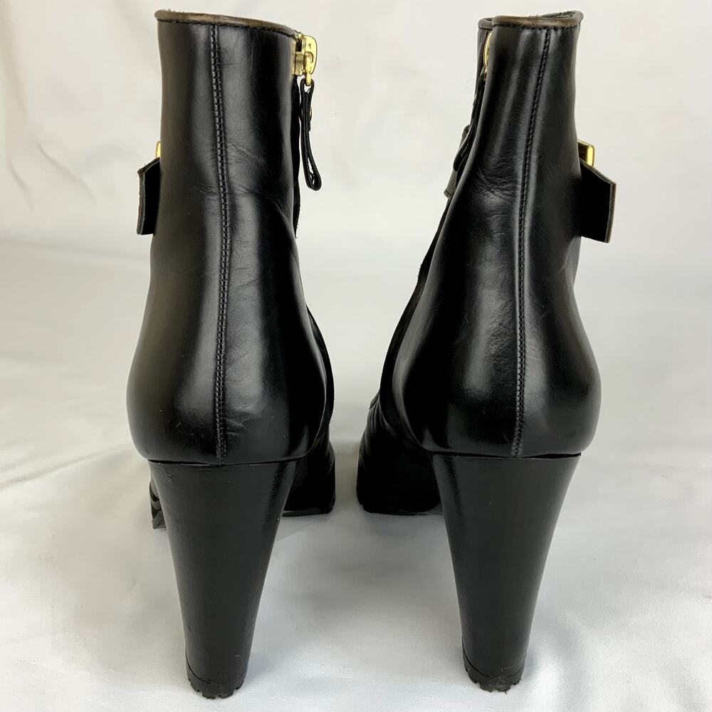 C.doux Menorca Leather Platform Heeled Ankle Boots Black Women's Size 8/8.5 - Picture 4 of 8